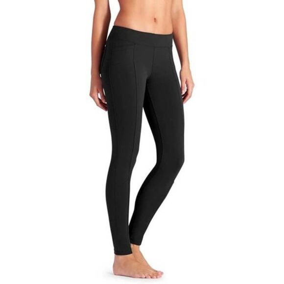 Athleta Pants - Athleta Mid Rise Metro Legging XS Full Length Black Elastic Waist Pockets #5224